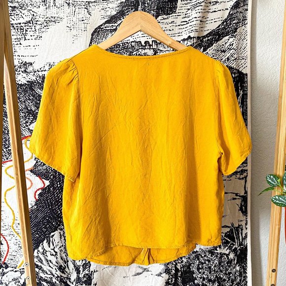 Urban Romantics Mustard Yellow Button Top - Picture 2 of 4